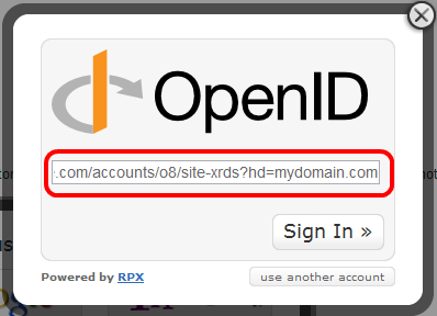OpenID screen